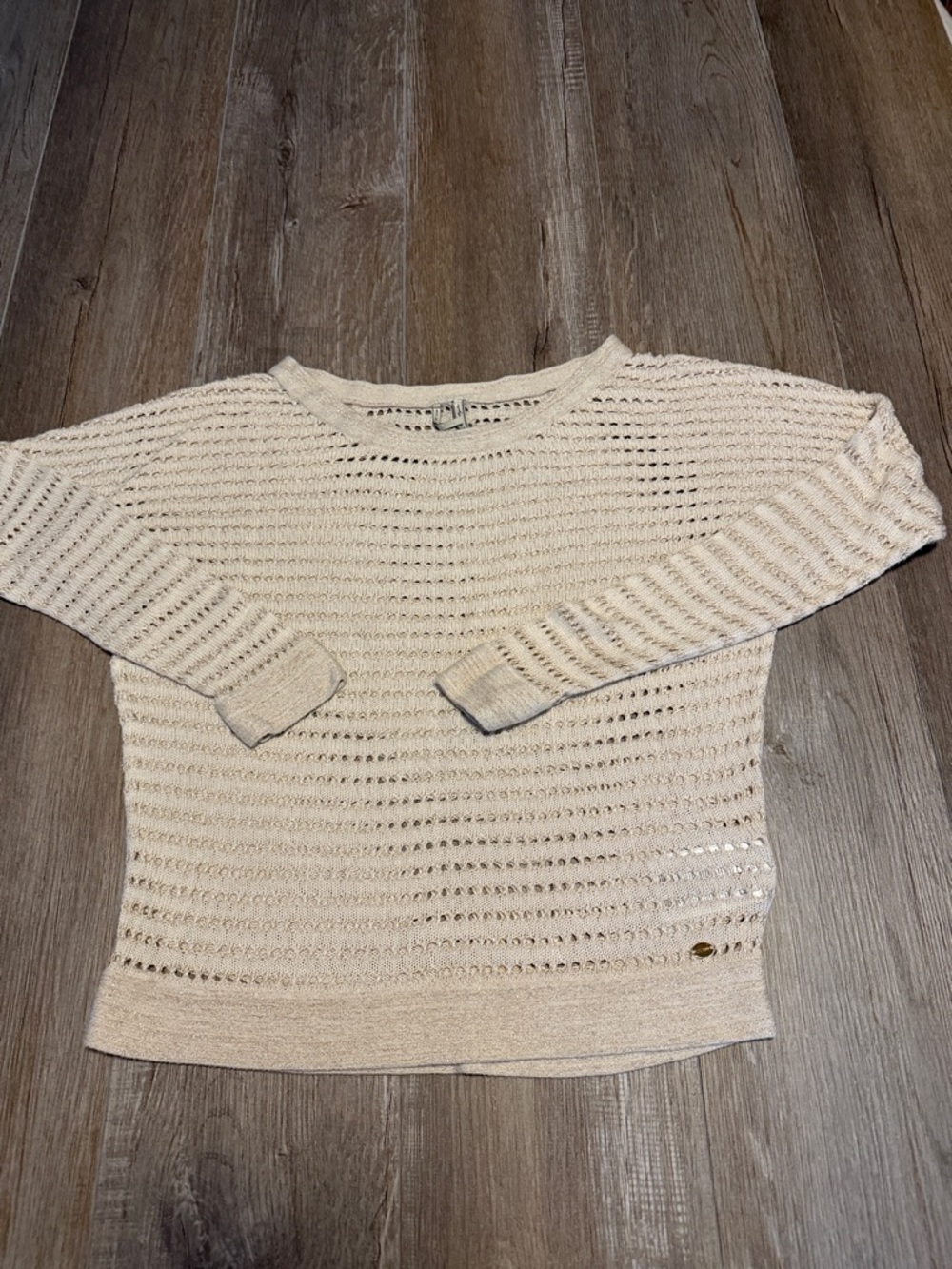 Guess Open-Knit Scoop Neck Sweater in Cream
